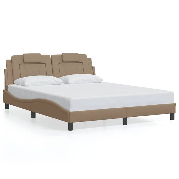 vidaXL Bedframe "Viana" zonder matras kunstleer cappuccinokleurig 160x200 cm