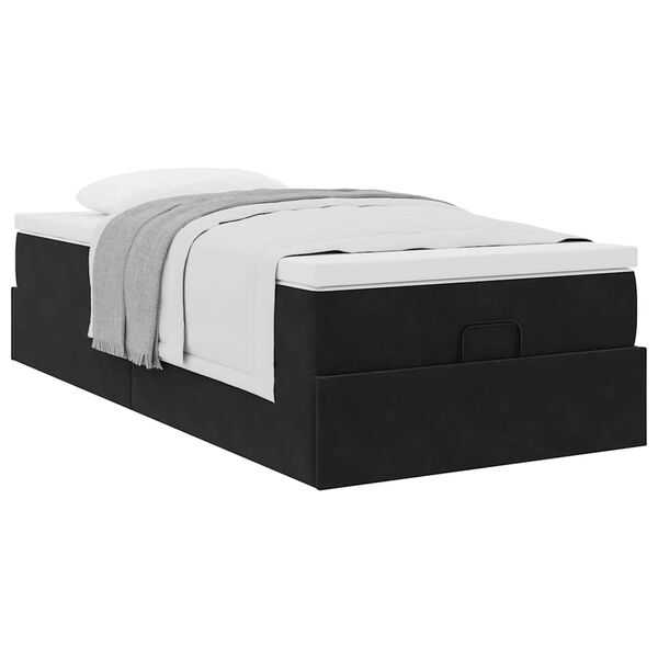 vidaXL Ottoman bed met matras 90x200cm fluweel zwart