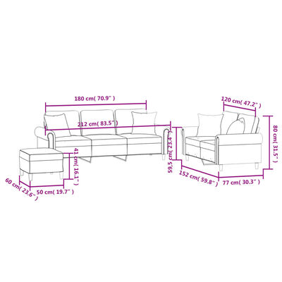 vidaXL 3-delige Loungeset met kussens fluweel donkergroen