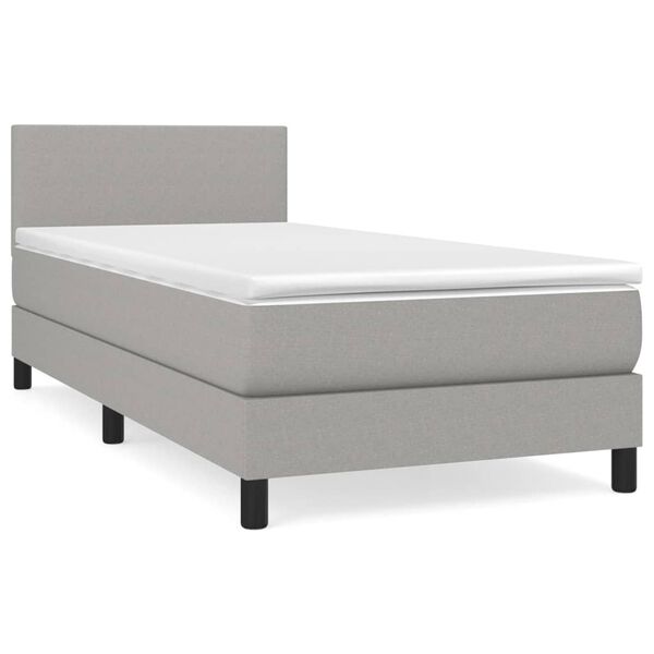 vidaXL Boxspring met matras stof lichtgrijs 90x190 cm