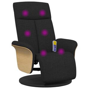 vidaXL Massagestoel verstelbaar met voetensteun stof zwart