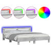 vidaXL Bedframe met hoofdeinde en LED-licht betongrijs 180x200 cm