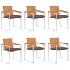 vidaXL Tuinstoelen 6 st met kussens massief acaciahout