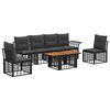 vidaXL Tuinbankenset 7 st Zwart en Donkergrijs poly rattan