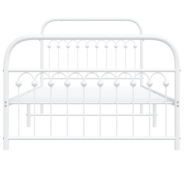 vidaXL Bedframe met hoofd- en voeteneinde metaal wit 107x203 cm