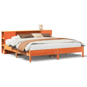 vidaXL Bed met boekenkast zonder matras grenenhout wasbruin 200x200 cm