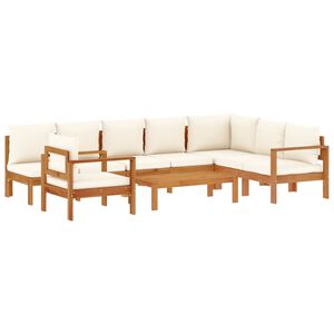 vidaXL 6-delige Loungeset met kussens massief acaciahout