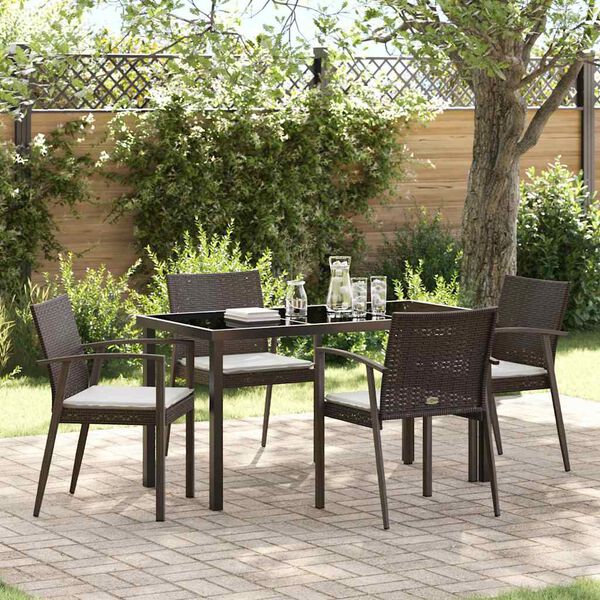 vidaXL Tuin eettafelset 5 pcs Bruin en zwart PE Rattan