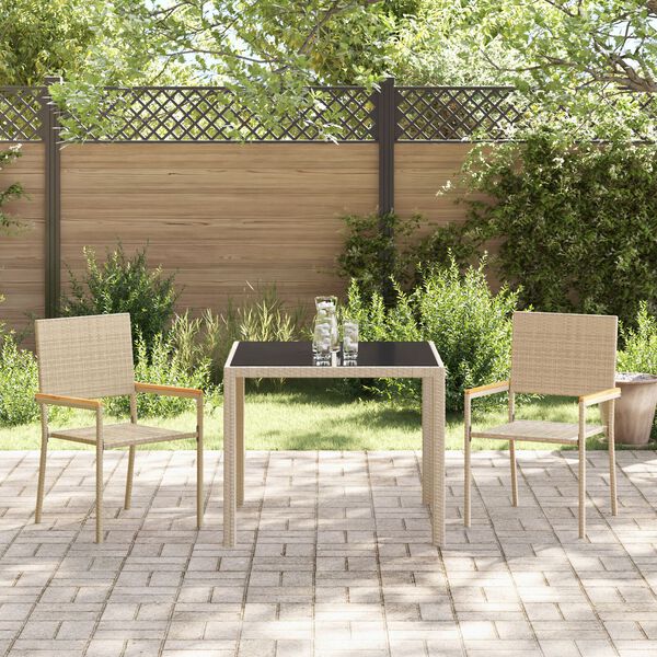 vidaXL Tuin eettafelset 3 pcs Beige poly rattan