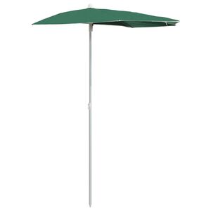 vidaXL Parasol half met paal 180x90 cm groen
