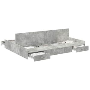 vidaXL Opbergbedframe met lade Beton Grijs 150 x 200 cm Bewerkt hout