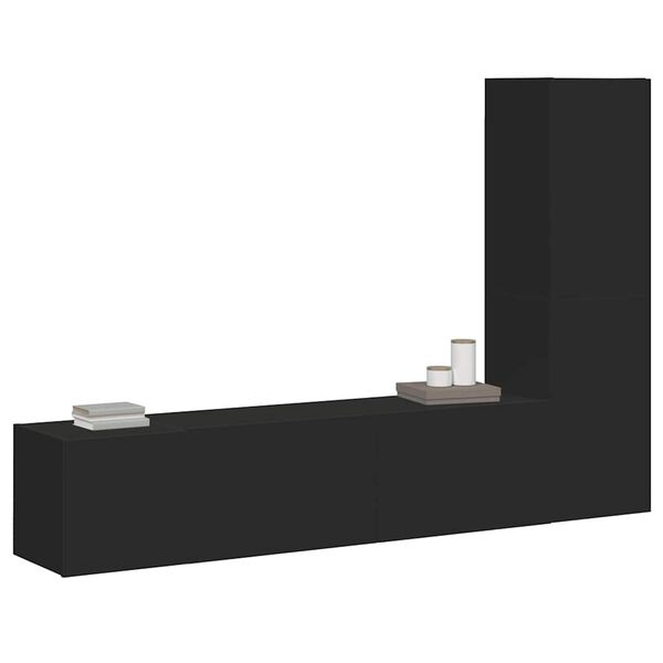 vidaXL 3-delige Tv-meubelset bewerkt hout zwart