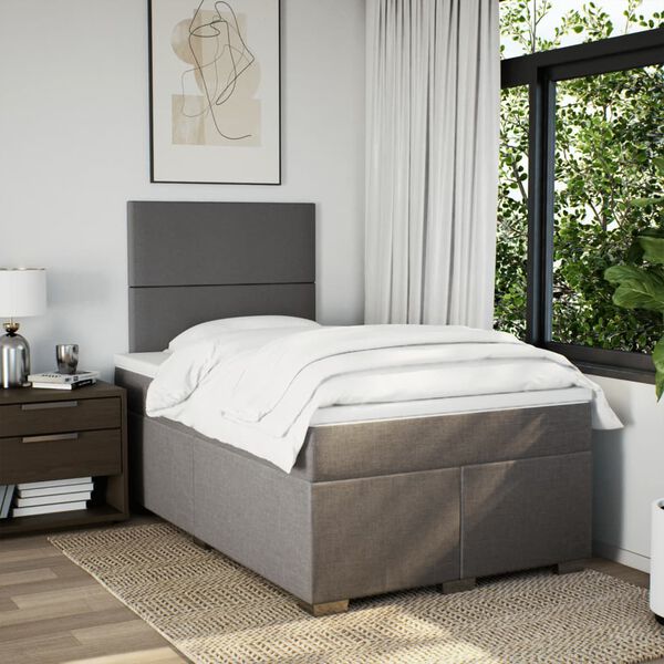 vidaXL Boxspring met matras stof taupe 120x190 cm