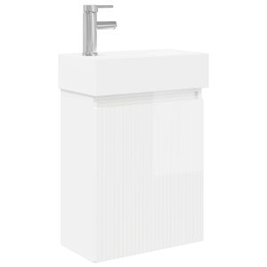 vidaXL Badkamermeubel met kraan Hoogglans Wit 45,5 x 22,5 x 84 cm