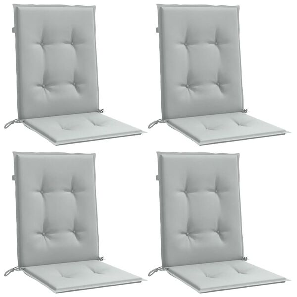 vidaXL Stoelkussens 4 st lage rug 100x50x4 cm stof lichtgrijs