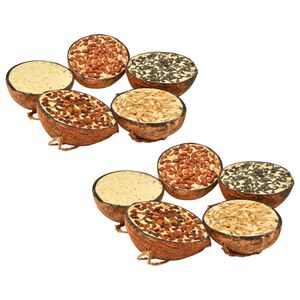 vidaXL Vogelvoer gevulde halve kokosnoten 10 st 290 g