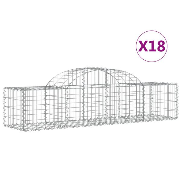 vidaXL Schanskorven 18 st gewelfd 200x50x40/60 cm gegalvaniseerd ijzer