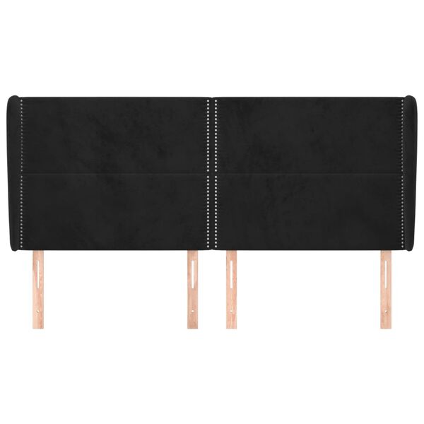 vidaXL Hoofdbord met randen 183x23x118/128 cm fluweel zwart