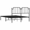 vidaXL Bedframe met hoofdbord metaal zwart 135x190 cm