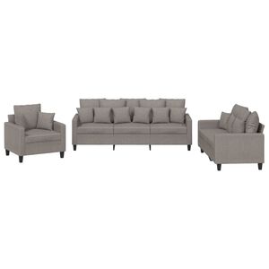 vidaXL 3-delige Loungeset met kussens stof taupe