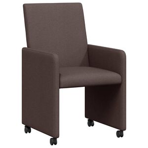 vidaXL Eetkamerstoelen met Wieltjes 2 st Stof Donkerbruin