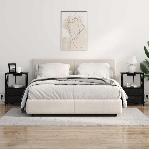 vidaXL Nachtkastje 2 pcs Zwart Eiken 40 x 31 x 60 cm Bewerkt hout