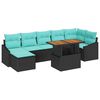 vidaXL Tuinbankenset 8 pcs Zwart en Teal