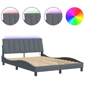 vidaXL Bedframe met LED zonder matras "Hanko" fluweel donkergrijs 140x190 cm