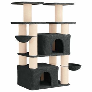 vidaXL Kattenboom met sisal krabpalen 2 st Donkergrijs 147 cm