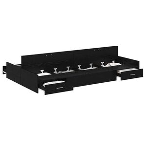 vidaXL Opbergbedframe met lade Zwart Eiken 120 x 190 cm Bewerkt hout