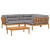 vidaXL 4-delige Loungeset pallet met kussens massief acaciahout