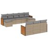 vidaXL 10-delige Loungeset met kussens poly rattan beige