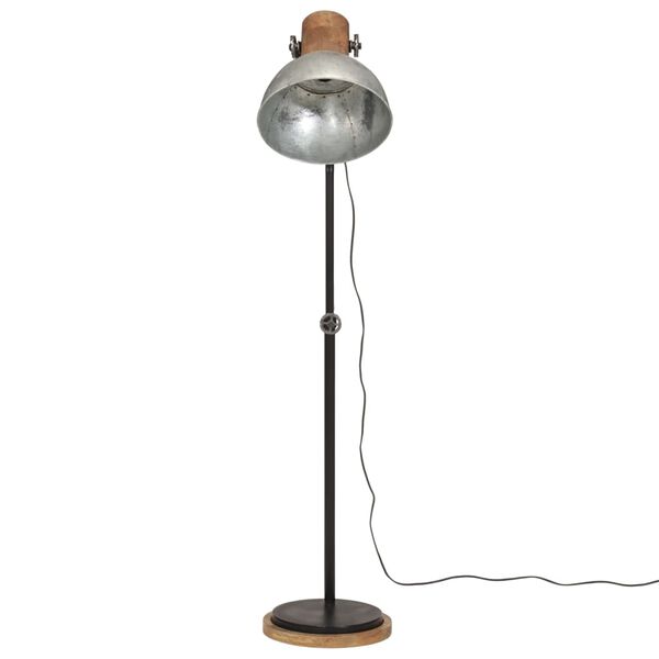 vidaXL Vloerlamp 25 W E27 30x30x100-150 cm vintage zilverkleurig
