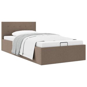 vidaXL Bedframe met hydraulische opslag stof taupe 90x200 cm
