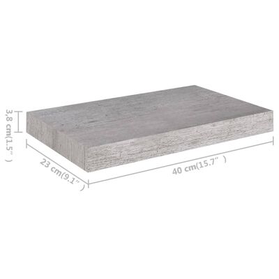 vidaXL Wandschappen 4 st zwevend 40x23x3,8 cm MDF betongrijs
