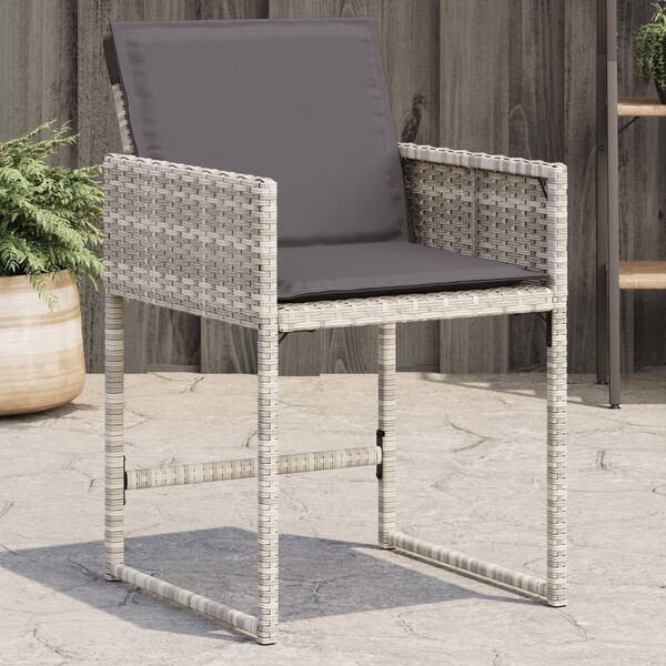 vidaXL Tuinstoelen 4 st met kussens poly rattan lichtgrijs