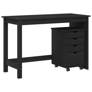 vidaXL Bureau Kas Set 2 st Zwart Massief grenenhout