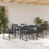vidaXL Tuin eettafelset 7 pcs Zwart poly rattan