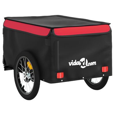 vidaXL Fietstrailer 45 kg ijzer zwart en rood
