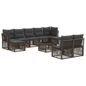 vidaXL Tuinbankenset 10 pcs Grijs poly rattan