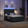 vidaXL LED Box Spring Bed Donkergrijs en Wit 140 x 190 cm Katoen Stof