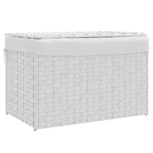 vidaXL Wasmand met deksel 55,5x35x34 cm poly rattan wit
