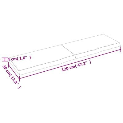 vidaXL Wastafelblad 120x30x(2-4) cm behandeld massief hout donkerbruin