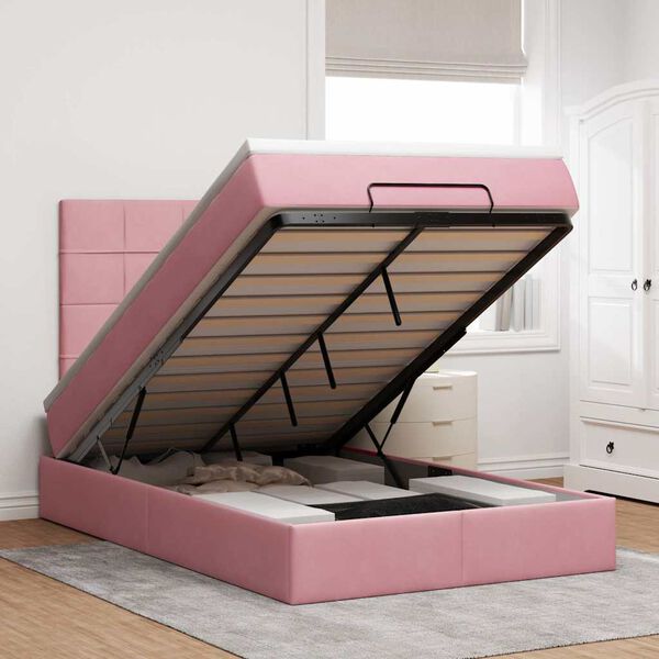 vidaXL Ottoman bed met matrassen 120x190cm fluweel roze