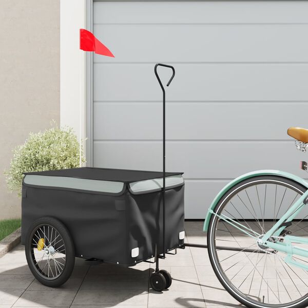 vidaXL Fietstrailer 30 kg ijzer zwart en grijs