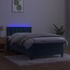 vidaXL Boxspring met matras en LED fluweel donkerblauw 90x190 cm