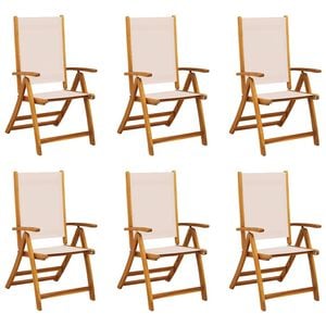 vidaXL Tuinstoelen inklapbaar 6 st massief acaciahout en textileen