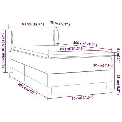 vidaXL Boxspring met matras stof zwart 80x200 cm