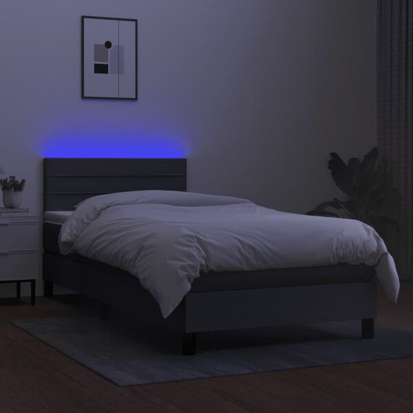 vidaXL Boxspring met matras en LED stof donkergrijs 80x200 cm