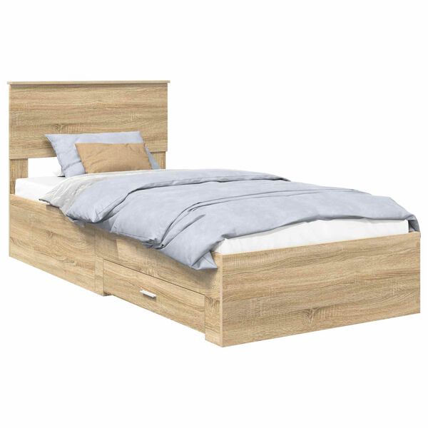 vidaXL Bedframe met hoofdeinde Sonoma Eiken 100 x 200 cm Bewerkt hout